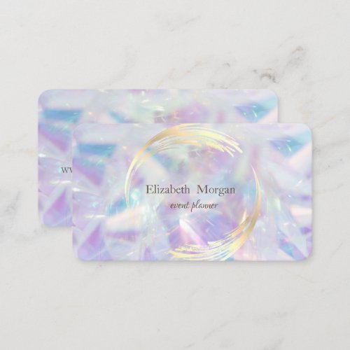Elegant Modern Gold Circle Colorful Opal Business Card