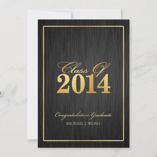 Elegant Modern Gold Class of 2014 Graduation Invitation (Front)