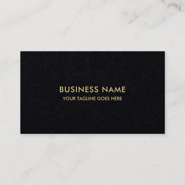 Elegant Modern Gold Color Text Professional Black Business Card (Front)