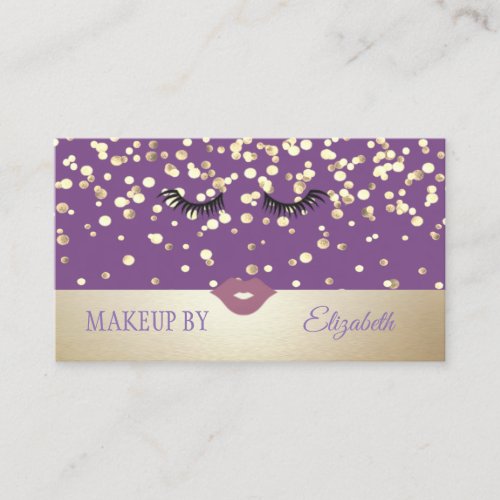 Elegant  Modern Gold ConfettiLipsLashes Business Card