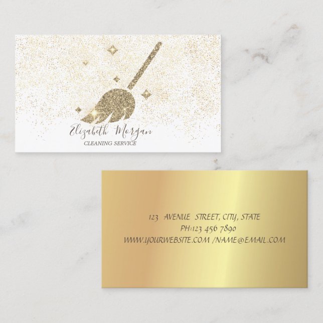 Elegant Modern Gold Confetti Maid Cleaning House  Business Card (Front/Back)