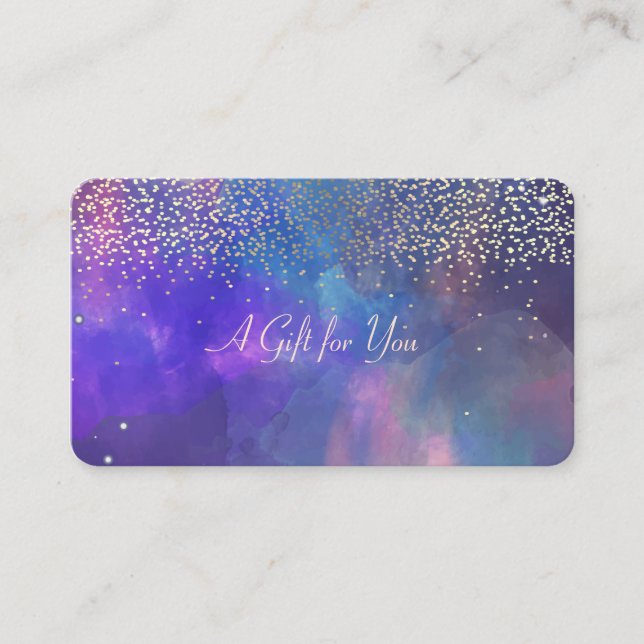 Elegant Modern Gold Confetti Paint Splash Discount Card (Front)