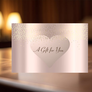 Elegant Modern Gold Confetti,Rose Gold Heart Discount Card
