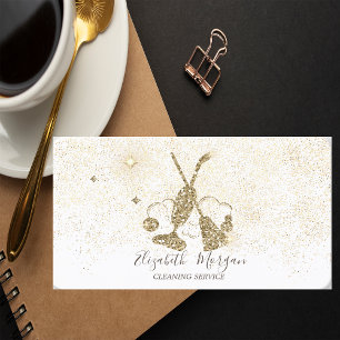 Elegant Modern Gold Confetti Vacuum cleaner,Broom Business Card