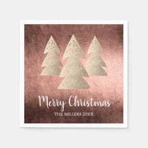 Elegant modern gold & copper Merry Christmas tree Napkins