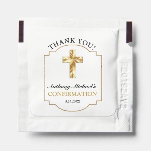 Elegant Modern Gold Cross Boys Confirmation   Hand Sanitizer Packet