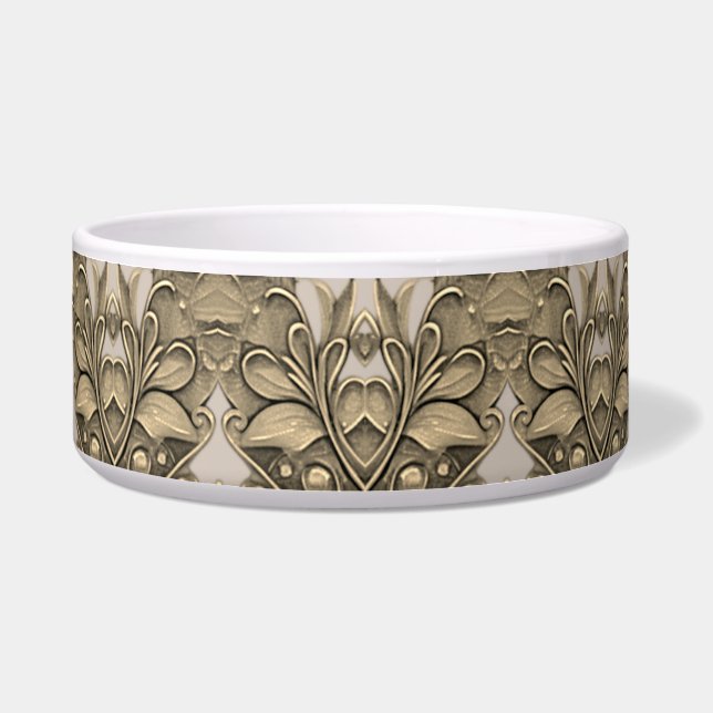 Elegant Modern Gold Decorative Ceramic Pet Bowl (Front)