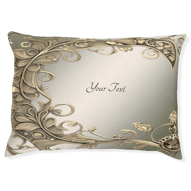 Elegant Modern Gold Decorative Dog Bed (Front)