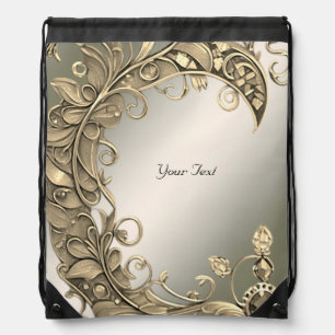 Elegant Modern Gold Decorative Drawstring Backpack