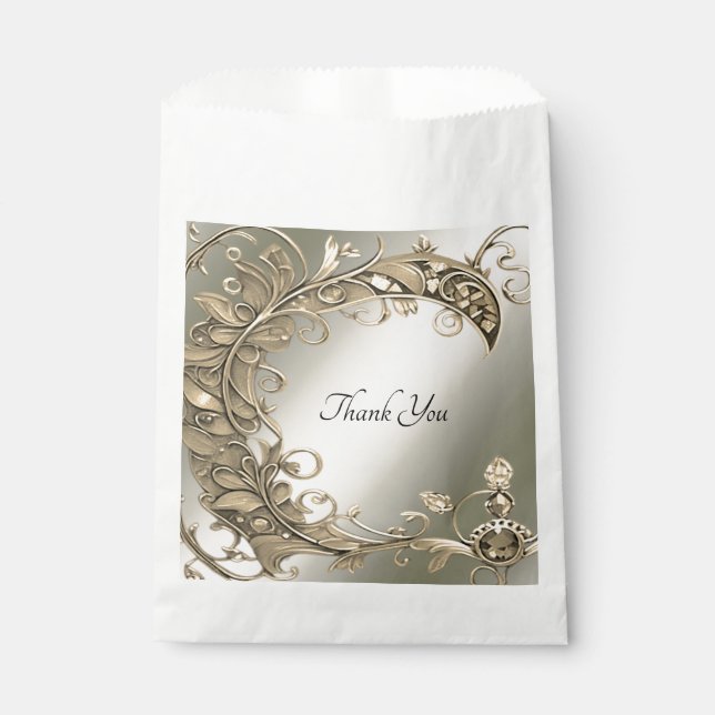 Elegant Modern Gold Decorative Favor Bag (Front)