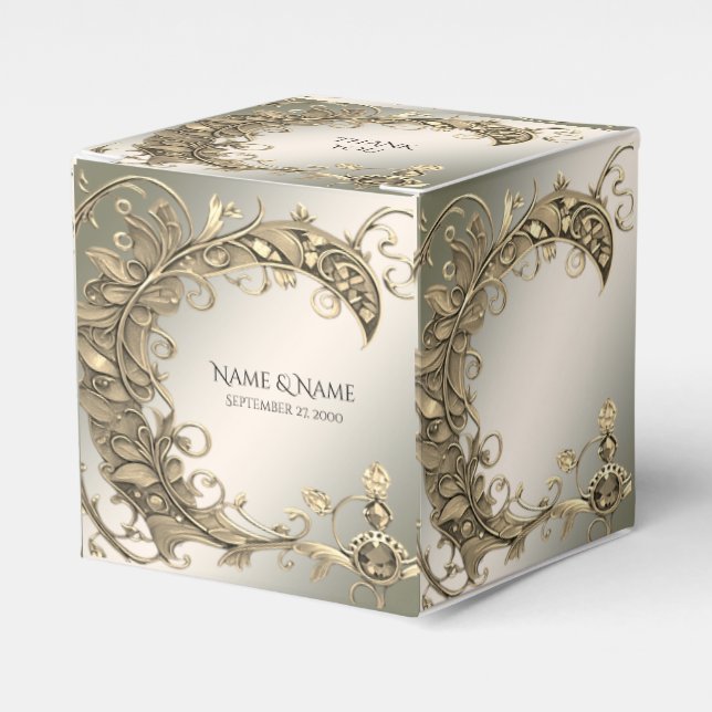 Elegant Modern Gold Decorative Favor Box (Front Side)
