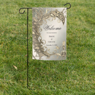 Elegant Modern Gold Decorative Garden Flag