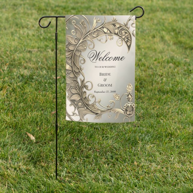 Elegant Modern Gold Decorative Garden Flag (In SItu)