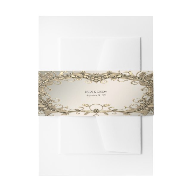 Elegant Modern Gold Decorative Invitation Belly Band (Front Example)