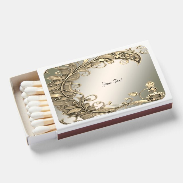 Elegant Modern Gold Decorative Matchboxes (Front Open)