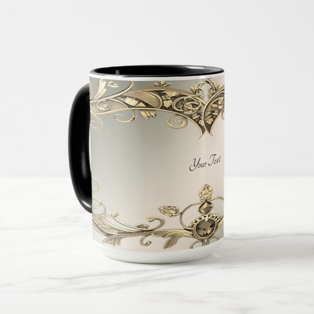Elegant Modern Gold Decorative Mug (Front Left)