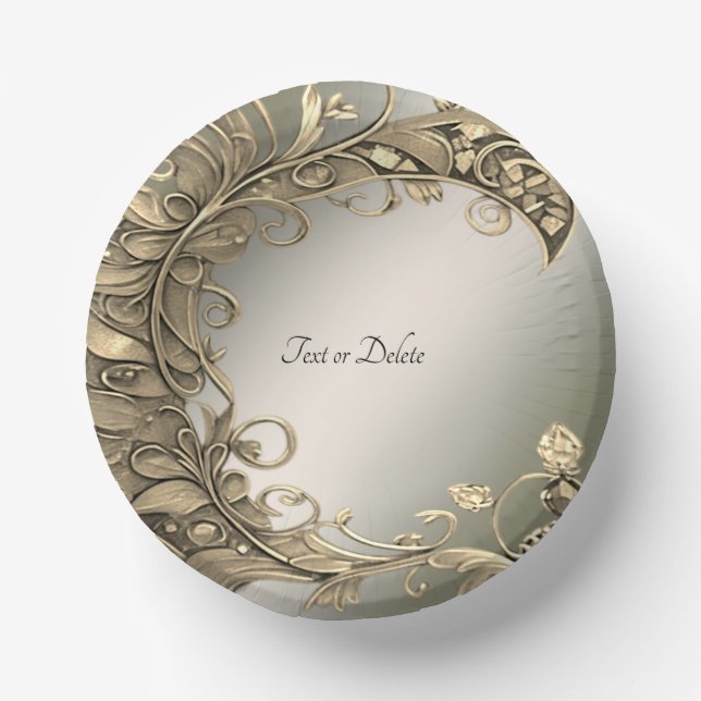 Elegant Modern Gold Decorative Paper Bowls (Front)