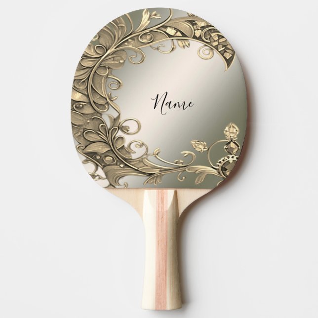 Elegant Modern Gold Decorative Ping Pong Paddle (Front)