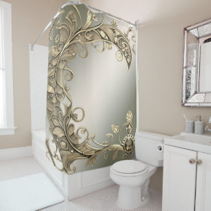 Elegant Modern Gold Decorative Shower Curtain