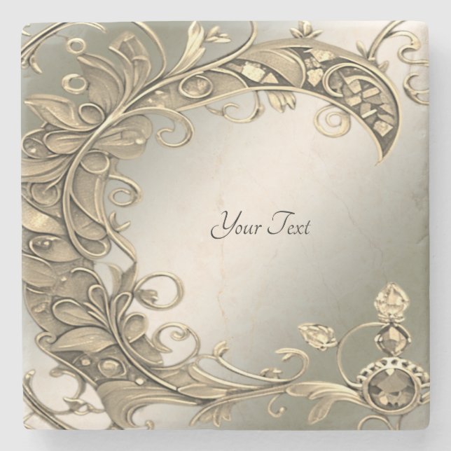 Elegant Modern Gold Decorative Stone Coaster (Front)