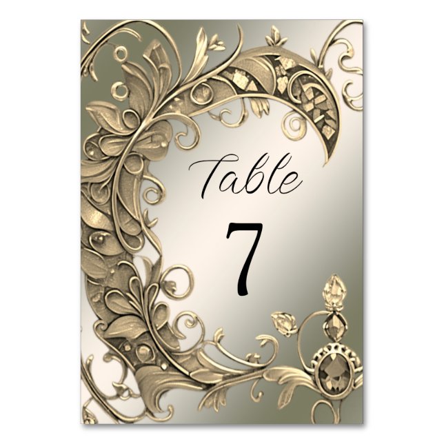 Elegant Modern Gold Decorative Table Number (Front)