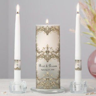 Elegant Modern Gold Decorative Unity Candle Set