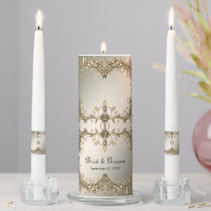 Elegant Modern Gold Decorative Unity Candle Set
