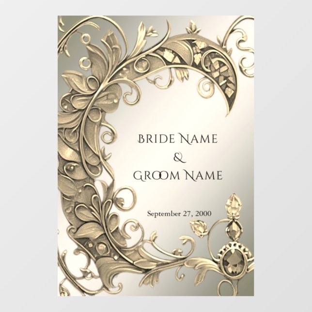 Elegant Modern Gold Decorative Wedding Floor Decal (Front)