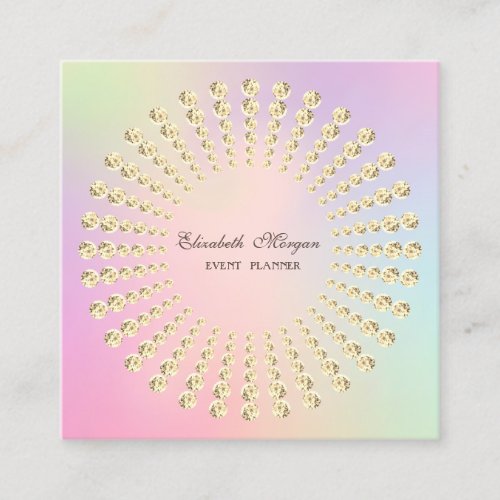 Elegant Modern Gold Diamonds Holographic Square Business Card