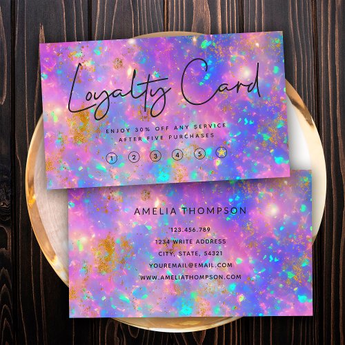 Elegant Modern Gold Fire Opal Stone Loyalty Card