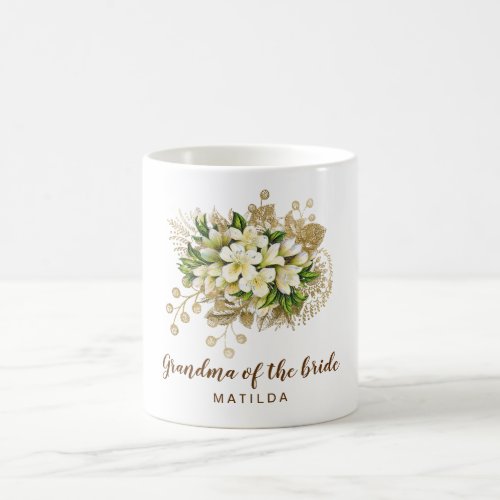 Elegant modern gold floral grandma of the bride coffee mug