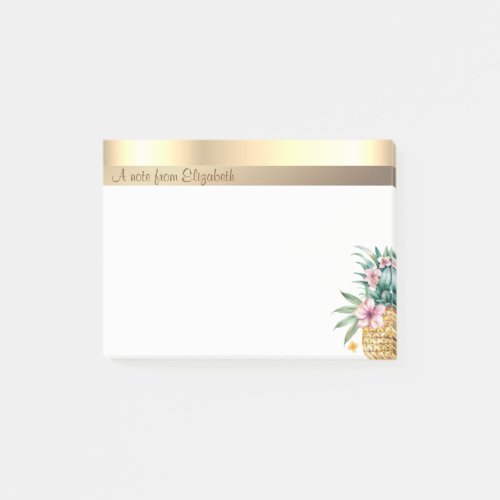 Elegant Modern Gold Floral Pineapple Post_it Notes