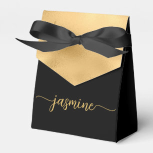  Elegant Modern Gold Foil Monogram Name Script Favor Boxes