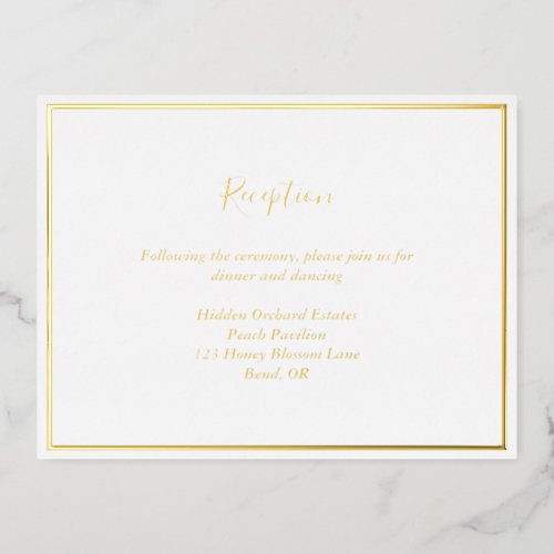 Elegant Modern Gold Foil Reception Enclosure Card