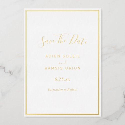 Elegant Modern Gold Foil Save The Date Card