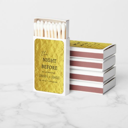 Elegant Modern Gold Foil The Night Before Wedding  Matchboxes