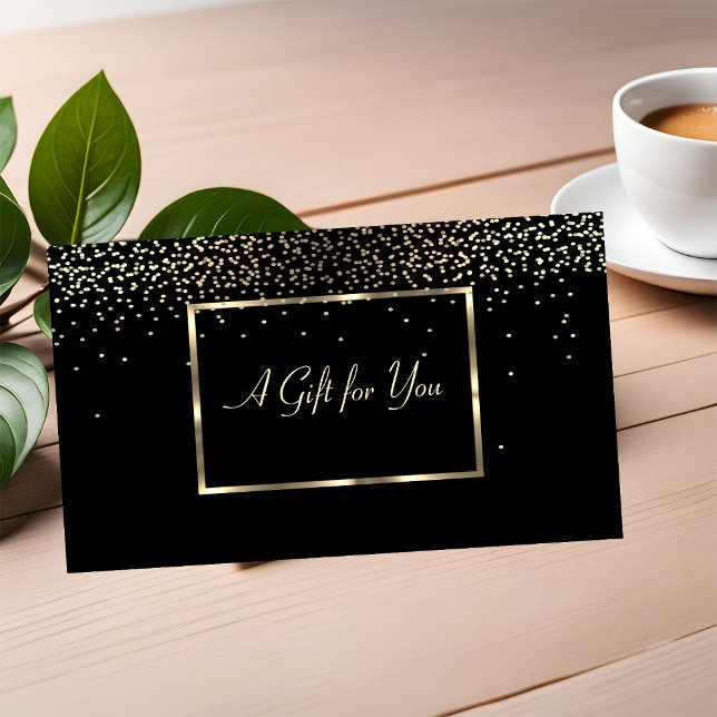 Elegant Modern Gold Frame, Confetti Black Discount Card (Creator Uploaded)