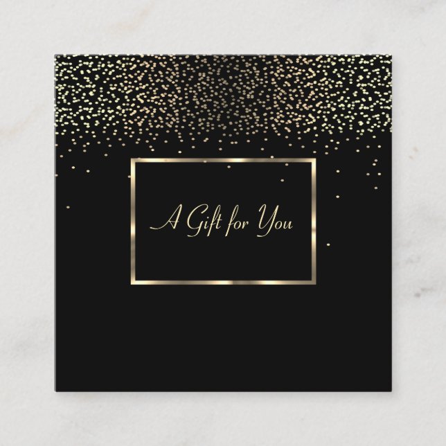 Elegant Modern Gold Frame, Confetti Discount Card (Front)