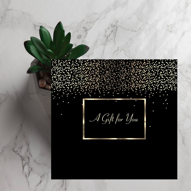 Elegant Modern Gold Frame, Confetti Discount Card (Creator Uploaded)