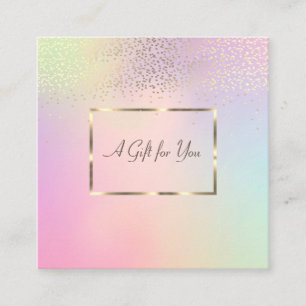 Elegant Modern Gold Frame, Confetti Holographic Discount Card