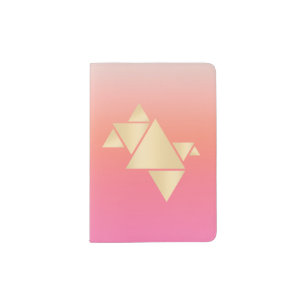 Elegant Modern Gold Geometric Pink Orange Gradient Passport Holder
