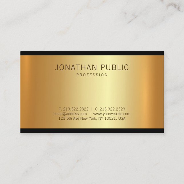 Elegant Modern Gold Glamour Professional Unique Business Card (Front)
