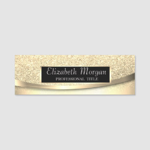 Elegant Modern, Gold Glitter Bokeh Ombre, Frame Name Tag