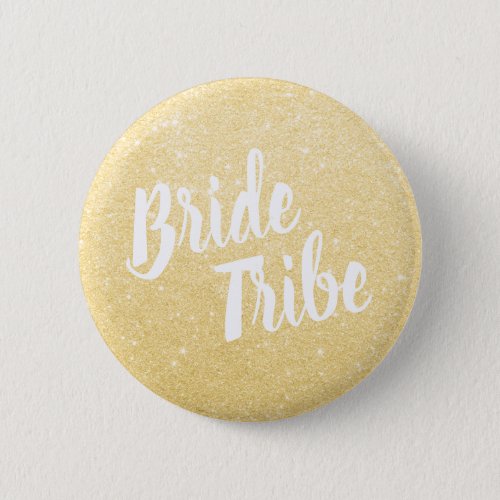 Elegant  modern gold glitter brides tribe wedding button