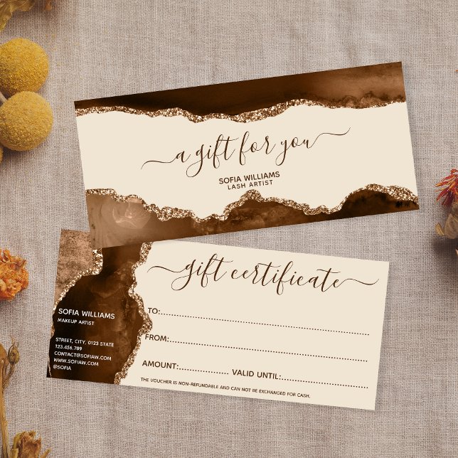 Elegant Modern Gold Glitter Brown Agate (Creator Uploaded)