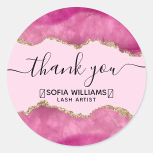 Elegant Modern Gold Glitter Brown Agate thank you  Classic Round Sticker