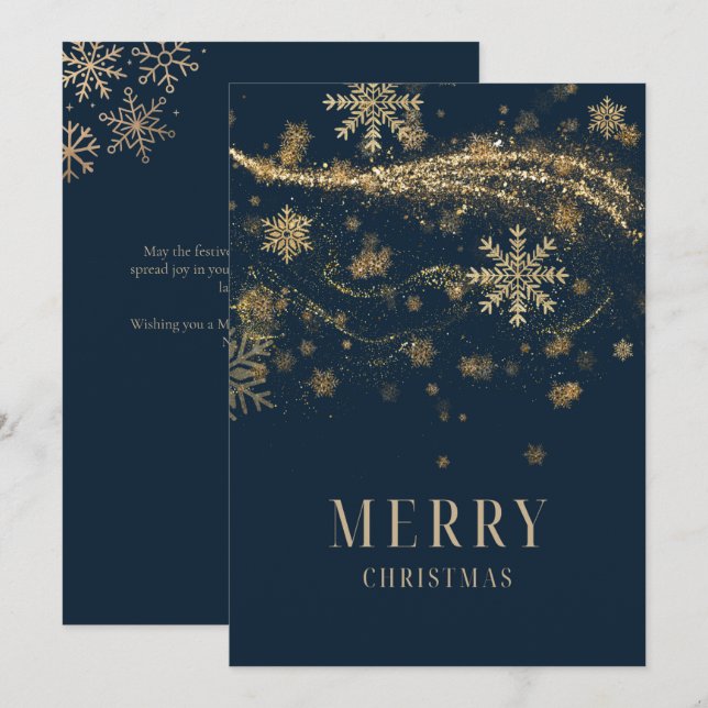 Elegant Modern Gold Glitter Chic Christmas Holiday Card (Front/Back)