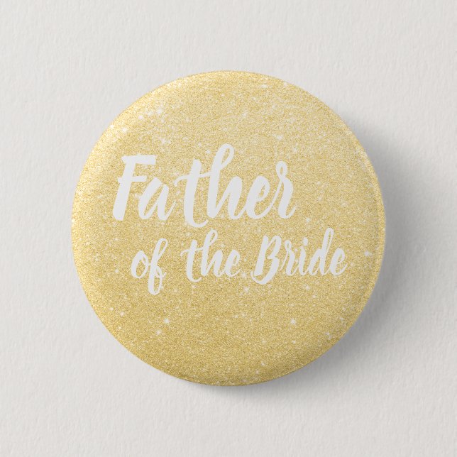 Elegant & modern gold glitter father of the bride button (Front)