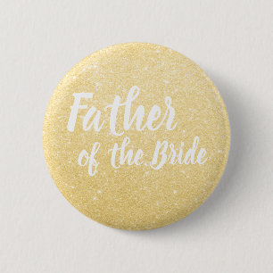 Elegant & modern gold glitter father of the bride button