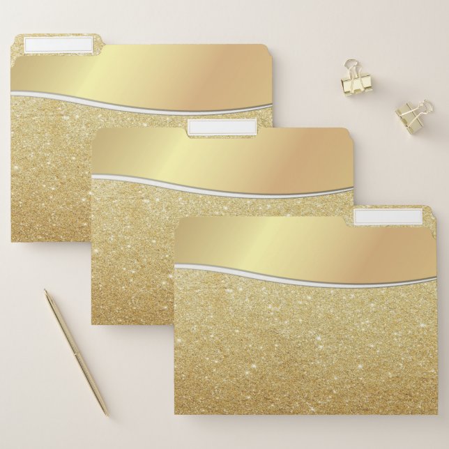 Elegant Modern Gold  Glitter File Folder (Set)